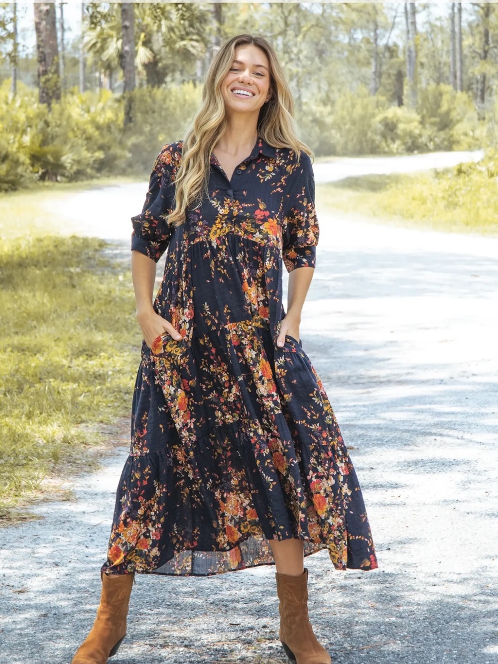 Natural Life Rebecca Navy Midi Dress NWT Size S